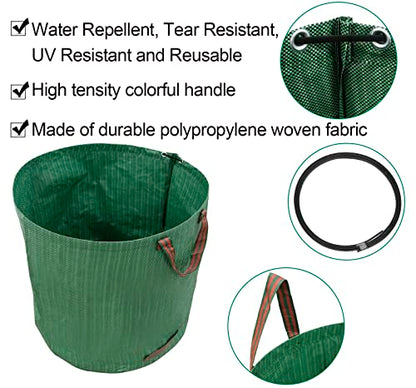 72 Gallons Garden Bag Collapsible Reuseable Heavy Duty Garden Waste Bags for Lawn Yard Leaf Trash Debris Garden bags with Gardening Gloves(3-Pack)