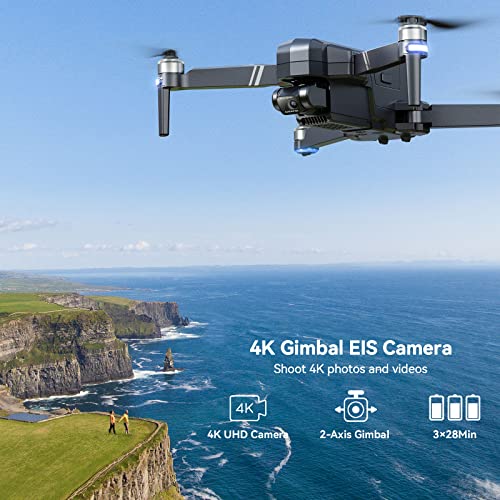 Ruko F11GIM2 GPS Drones with Camera for Adults 4K, 3 Axis Gimbal, 9800ft Long Range, Auto Return Home Follow Me, 3 Batteries 84 Min Flight Time, Foldable With Landing Pad Professional Drone, Black