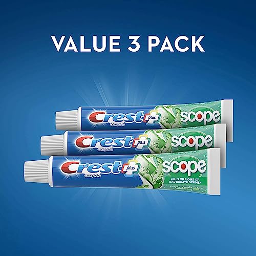 Crest + Scope Complete Whitening Toothpaste, Minty Fresh, 5.4 Oz (Pack of 3)