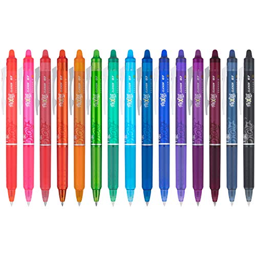 Pilot, FriXion Clicker Erasable Gel Pens, Fine Point 0.7 mm, Pack of 15, Assorted Colors