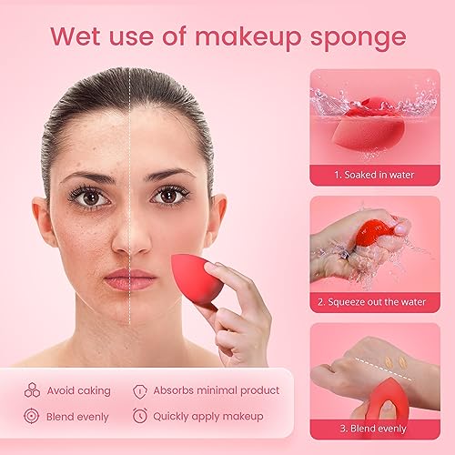 BEAKEY 5 Pcs Makeup Sponges Set, Foundation Blending Paw Paw Sponge, Latex Free Beauty Sponges Flawless for Liquid, Cream, and Powder, Boun Boun Sponges, Multi-colored Makeup Sponges