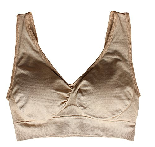 KINYAOYAO 5 Pack Women's Ultimate Comfy Medium Support Seamless Wireless Sports Bra with Removable Pads,Large