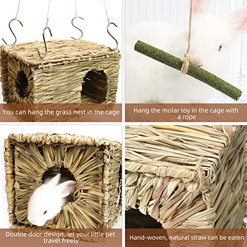 PStarDMoon Bunny Grass House-Hand Made Edible Natural Grass Hideaway Comfortable Playhouse for Rabbits, Guinea Pigs and Small Animals to Play,Sleep and Eat