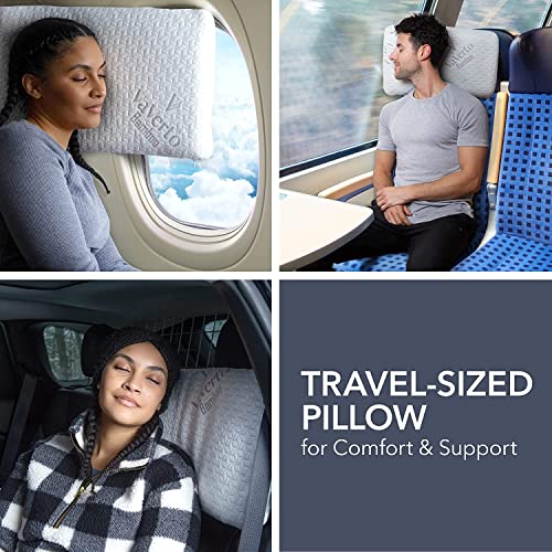 Vaverto Travel and Camping Pillow - Compressible Medium Firm Memory Foam, Breathable Bamboo Cover, Machine Washable, Ideal for Backpacking, Airplane, Car Travel