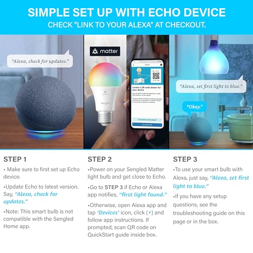 Echo (4th Gen)| Twilight Blue with Sengled Smart Color Bulb