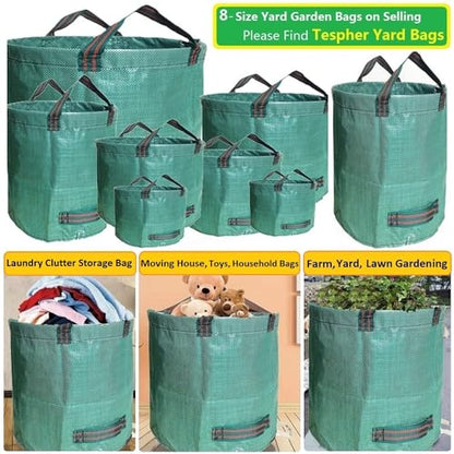 Professional 3-Pack 137 Gallon Lawn Garden Bags (D34, H34 inches) Big Yard Waste Bags with Garden Gloves, Extra Large Reusable Leaf Bags,Garden Clippings Bags,Leaf Containers,Yard Trash Bags 4 Handles