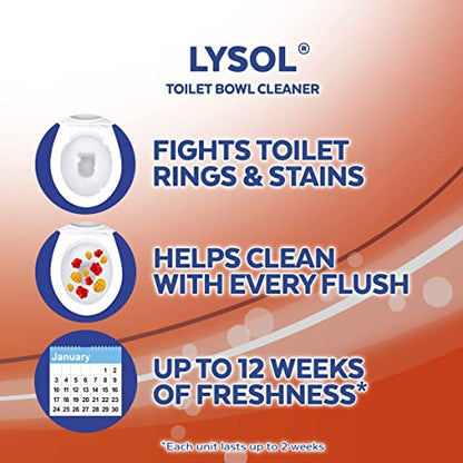 Lysol Click Gel Automatic Toilet Bowl Cleaner, Gel Toilet Bowl Cleaner, For Cleaning and Refreshing, Mango & Hibiscus, 6 applicators.