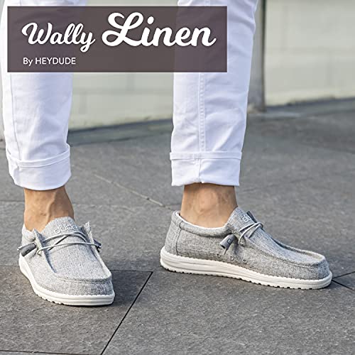 Hey Dude Men's Wally Linen Iron Size 12 | Men’s Shoes | Men’s Lace Up Loafers | Comfortable & Light-Weight