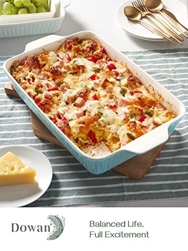 DOWAN Baking Dish, Deep 9x13-inch Casserole Dishes for Oven, Lasagna Pan Deep,135 oz Large Ceramic Baking Pan with Handles, Oven Safe for Baking, Casserole, Home Decor Gift, Blue