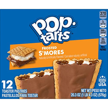 Pop-Tarts Toaster Pastries, Breakfast Foods, Kids Snacks, Frosted S'mores, 20.3oz Box (12 Pop-Tarts)