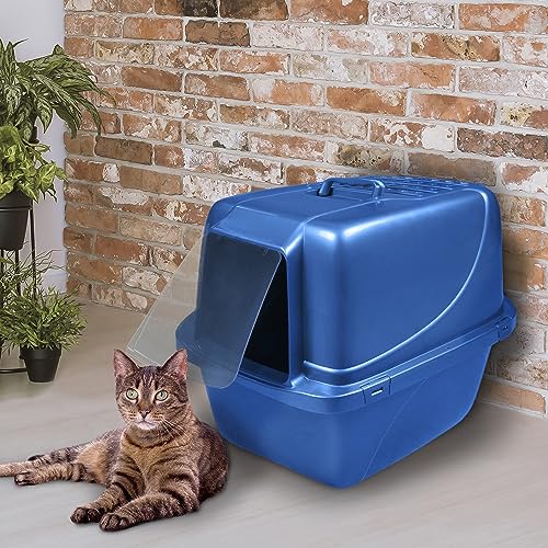 Van Ness Pets Odor Control Extra Large, Giant Enclosed Cat Pan with Odor Door, Hooded, Blue, CP7