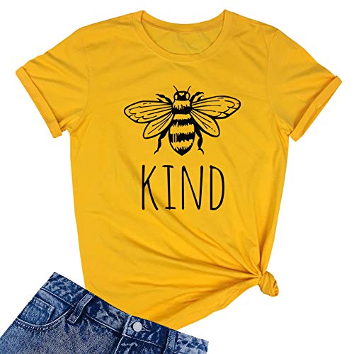 YITAN Women Cute Funny Graphic T Shirts Yellow Large