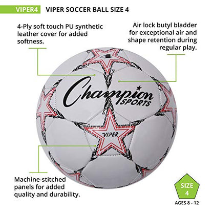 Champion Sports Viper Soccer Ball, Size 4, One Color