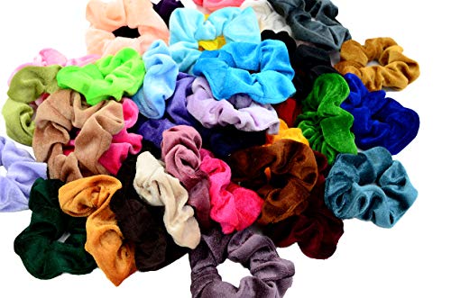 Chloven 45 Pcs Hair Scrunchies Velvet Elastics Hair Bands Scrunchy Hair Ties Ropes Scrunchie for Women Girls Hair Accessories - Great Gift for Holiday Seasons