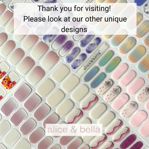 Alice & Bella - Semi Cured Gel Nail Strips - Gradient Red Skittles Manicure - Nail Art Kit Semicured gel nail stickers with UV Light - Holiday Art Wraps for Nails Christmas Polish Set