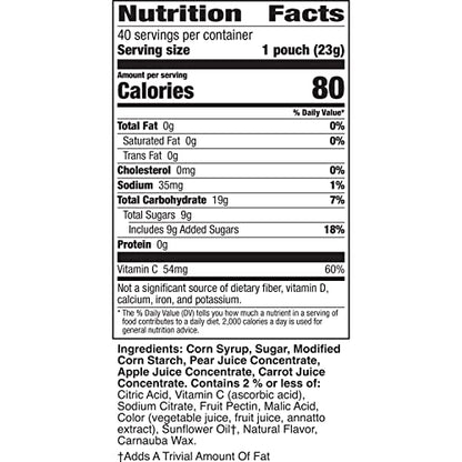 Mott's Fruit Flavored Snacks, Assorted Fruit, Pouches, 0.8 oz, 40 ct