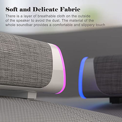 SOULION R30 Computer Speakers, USB Powered Small PC Speakers, Colorful RGB Lights with Switch Button, Surround Sound Portable Computer Sound Bar Speaker for Desktop Laptop