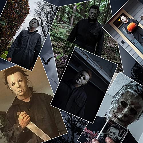 Michael Myers Costume with Blood Knife Halloween Cosplay Michael Myers Jumpsuit for Adult Perfect Match Michael Myers Mask (Large)