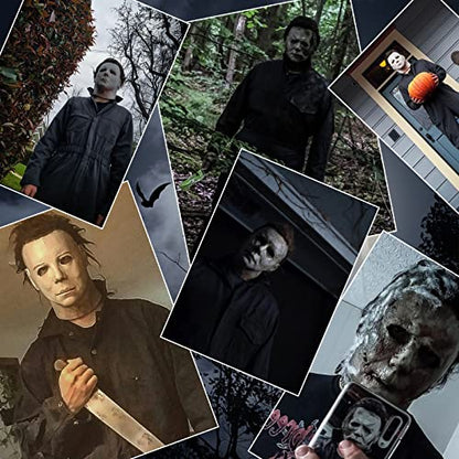 Michael Myers Costume with Blood Knife Halloween Cosplay Michael Myers Jumpsuit for Adult Perfect Match Michael Myers Mask (Large)