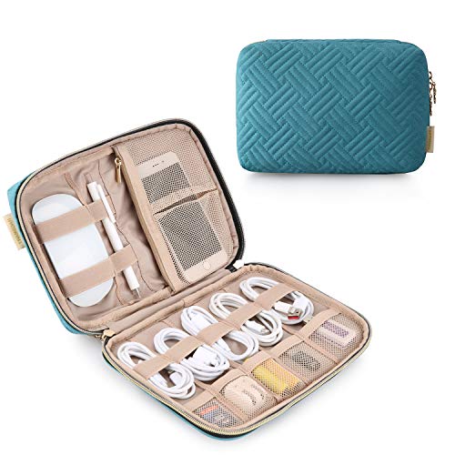 BAGSMART Electronics Organizer Travel Case, Small Travel Cable Organizer Bag for Travel Essentials, Travel Tech Organizer as Travel Accessories for Women, Cord Organizer for Phone, SD Card, Teal