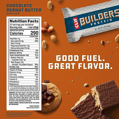 CLIF Builders - Chocolate Peanut Butter - Protein Bars - 2.4 oz. (12 Pack)