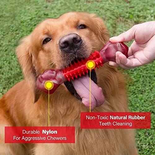 Apasiri Tough Dog Toys for Aggressive Chewers Large Breed, Chew Toys, Durable Bones Made with Nylon and Rubber, Big Indestructible Toy, Medium Puppy Teething chew