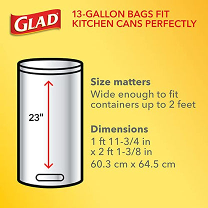 Glad ForceFlex Tall Kitchen Drawstring Trash Bags, 13 Gal, Fresh Clean, 110 Ct, Pack May Vary