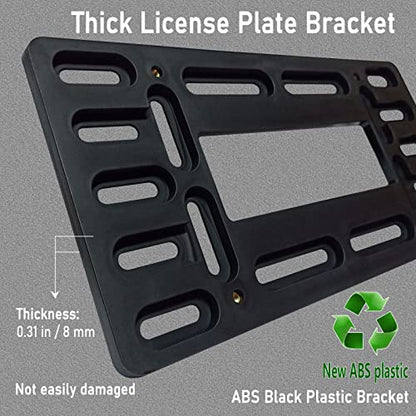 BGGTMO License Plate Bracket Holder- Front License Plate Mounting Kit, Universal Bumper Car Tag Frame Mount Adapter with Stainless Steel Screw Cap, Cable Ties