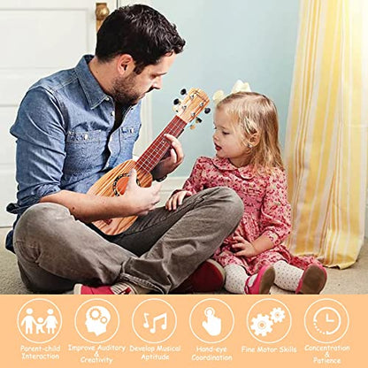 17 Inch Kids Ukulele Guitar Toy 4 Strings Mini Children Musical Instruments Educational Learning Toy for Toddler Beginner Keep Tone Anti-Impact Can Play with Picks/Strap/Primary Tutorial