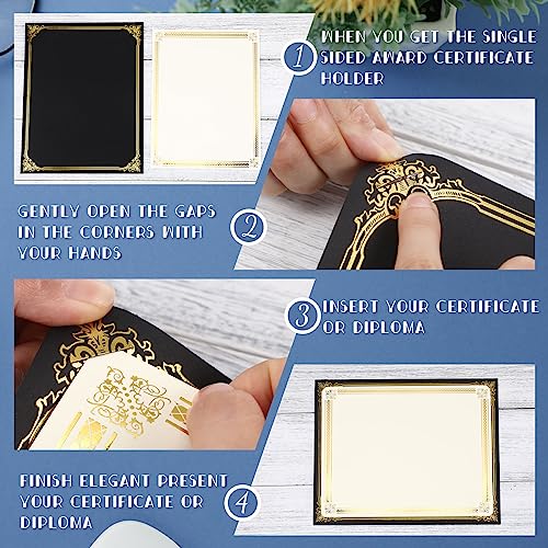 Kosiz 300 Pcs Certificate Kit Includes 100 Single Sided Certificate Holders 100 Gold Foil Certificate Paper 8.5'' x 11'' 100 Gold Foil Award Seals Sticker for Diploma, Award, Accomplishment