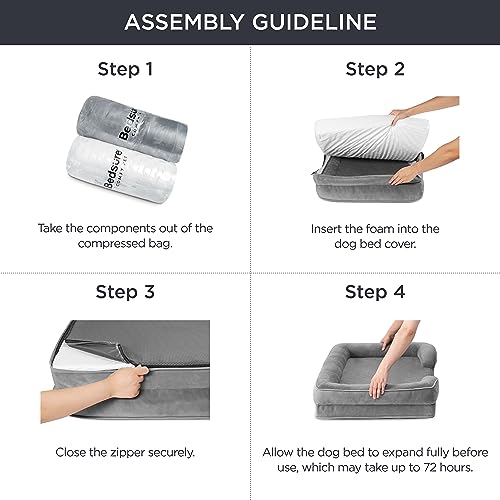 Bedsure Orthopedic Dog Bed for Medium Dogs - Waterproof Dog Sofa Bed Medium, Supportive Foam Pet Couch Bed with Removable Washable Cover, Waterproof Lining and Nonskid Bottom, Grey