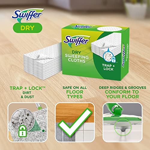 Swiffer Sweeper 2-in-1 Mops for Floor Cleaning, Dry and Wet Multi Surface Floor Cleaner, Sweeping and Mopping Starter Kit, Includes 1 Mop + 19 Refills, 20 Piece Set