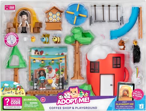 Adopt Me! Coffee Shop and Playground Large Playset - Top Online Game - Exclusive Virtual Item Code Included - Featuring Your Favorite Pets, Characters, and Playscapes - Ages 6+