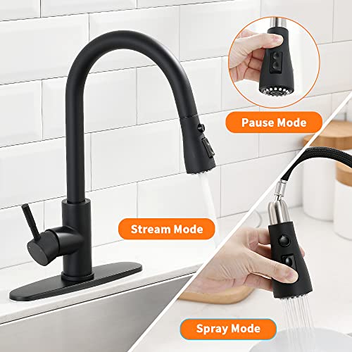 Black Kitchen Faucets with Pull Down Sprayer Kitchen Sink Faucet with Pull Out Sprayer Single Hole Deck Mount Single Handle Stainless Steel Grifos De Cocina 866068R