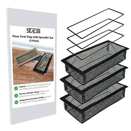 SEAL360 Floor Vent Screen Net, Perfect Home, Mobile Home and RV Accessory, Vent Mesh Catches Items at Home and On The Road, Keeps Bugs Out, Patent Pending, 4”x8” (3-Pack)