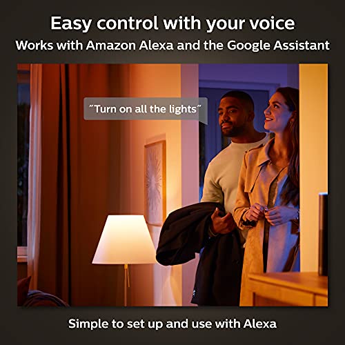 Philips Hue 75W A19 White and Color Ambiance LED Smart Color-Changing Bulb - Pack of 4 - E26, Indoor - Control with Hue App - Works with Alexa