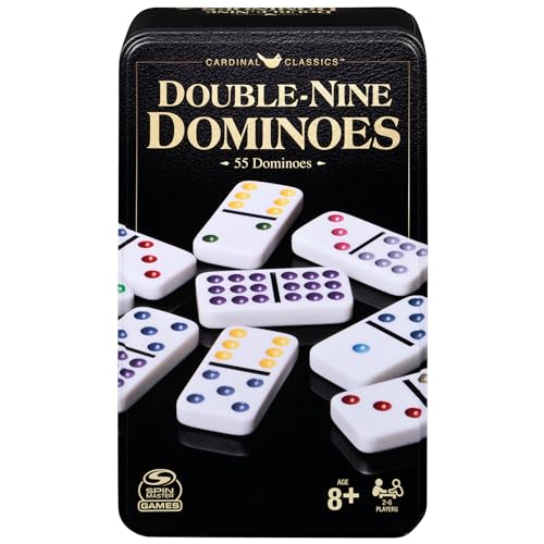 Cardinal Classics Double Nine Dominoes Set in Storage Tin Dominoes for Kids Family Games Adult Games Dominoes Set for Adults and Kids Ages 8+