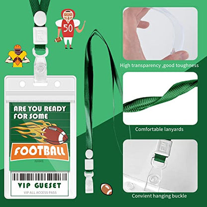 10 Pieces Football Party Favors Football Party VIP Passes Sports Party Favors Football Party Accessories VIP Pass Holder with Lanyard for Sport Themed Tailgate Game Day Football Theme Supplies