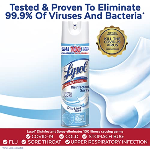 Lysol Disinfectant Spray, Sanitizing and Antibacterial Spray, For Disinfecting and Deodorizing, Crisp Linen, 19 Fl. Oz (Pack of 2)