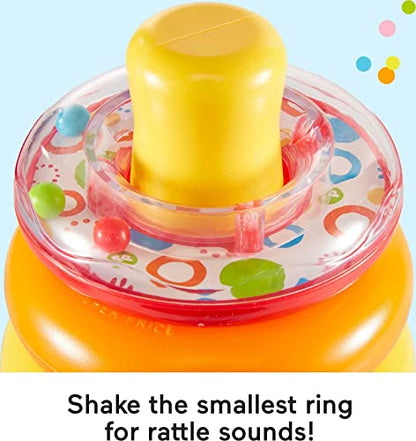 Fisher-Price Baby Stacking Toy Rock-A-Stack, Roly-Poly Base With 5 Colorful Rings For Ages 6+ Months