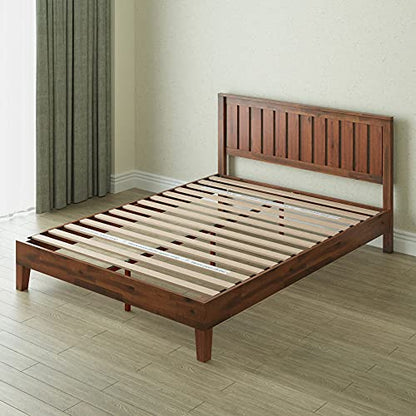 ZINUS Vivek Deluxe Wood Platform Bed Frame with Headboard / Wooden Slat Support / No Box Spring Needed / Easy Assembly, Queen