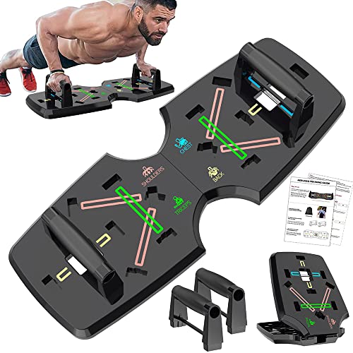 AERLANG Push Up Board, Portable Multi-Function Foldable 10 in 1 Push Up Bar, Push up Handles for Floor,Professional Push Up Strength Training Equipment