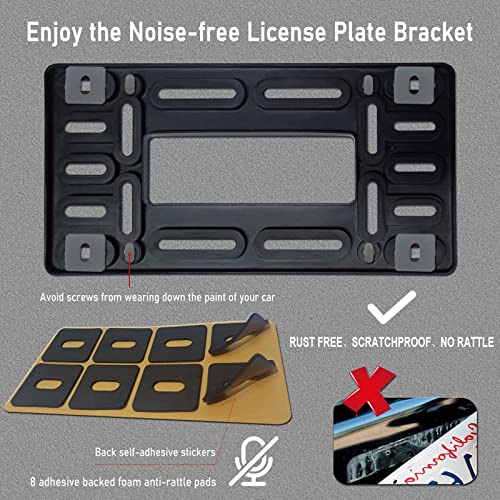 BGGTMO License Plate Bracket Holder- Front License Plate Mounting Kit, Universal Bumper Car Tag Frame Mount Adapter with Stainless Steel Screw Cap, Cable Ties