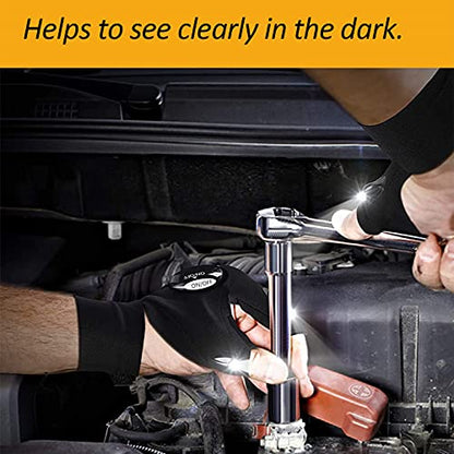 MoCaBy LED Flashlight Gloves, Gifts for Men Him Dad Boyfriend, Grandpa,Cool Gadget Hands-Free Lights for Camping Fishing Repairing, Fathers Day Christmas Birthday Gift(Black)