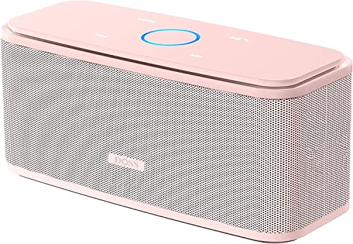 DOSS Bluetooth Speaker, SoundBox Touch Portable Wireless Bluetooth Speaker with 12W HD Sound and Bass, IPX5 Waterproof, 20H Playtime,Touch Control, Handsfree, Speaker for Home,Outdoor -Light Pink