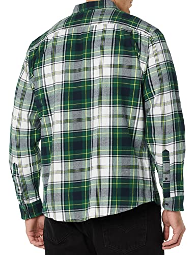 Amazon Essentials Men's Long-Sleeve Flannel Shirt (Available in Big & Tall), Green White Plaid, Medium