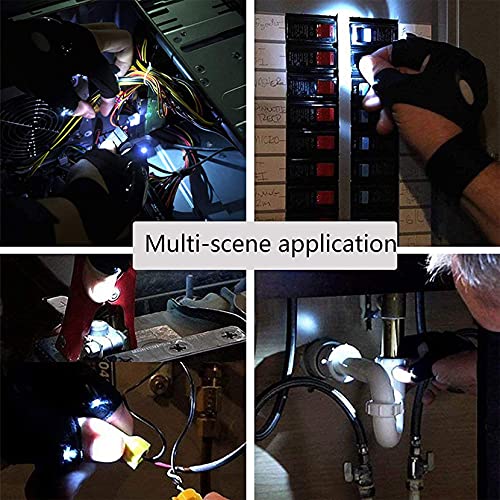 MoCaBy LED Flashlight Gloves, Gifts for Men Him Dad Boyfriend, Grandpa,Cool Gadget Hands-Free Lights for Camping Fishing Repairing, Fathers Day Christmas Birthday Gift(Black)