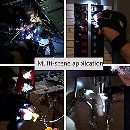 MoCaBy LED Flashlight Gloves, Gifts for Men Him Dad Boyfriend, Grandpa,Cool Gadget Hands-Free Lights for Camping Fishing Repairing, Fathers Day Christmas Birthday Gift(Black)