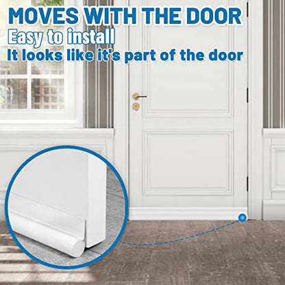 MAXTID Under Door Draft Stoppers 36 Inch White Door Draft Blocker Sound Proof Draft Guard for Bottom of Doors Seal Gap Reduce Noise, Cold Air, Dust, Smoke, Wind/Breeze Underdoorseal Door Sweep