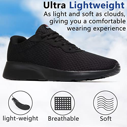 MAIITRIP Mens Walking Shoes,Ultra Lightweight Breathable Tennis Running Shoes Mesh Non-Slip Casual Comfortable Fashion Sneakers Work Gym Workout Athletic Sport Cuhioning Trainers Black Size 10.5